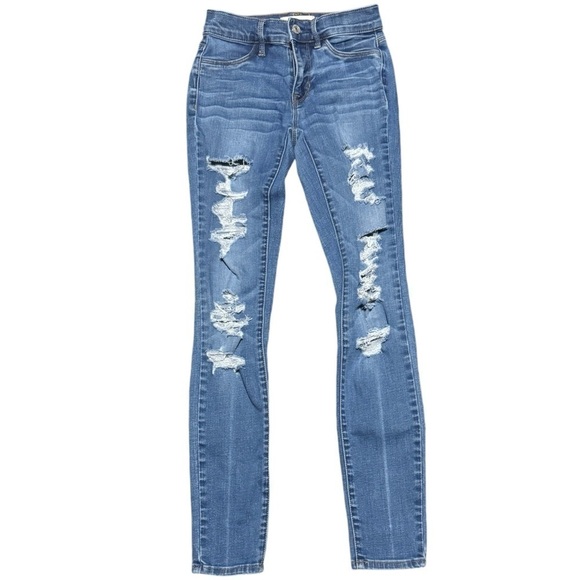 Pacsun Jeans Womens 24 Super Stretch Jegging Distressed Denim Medium Wash - Picture 1 of 16